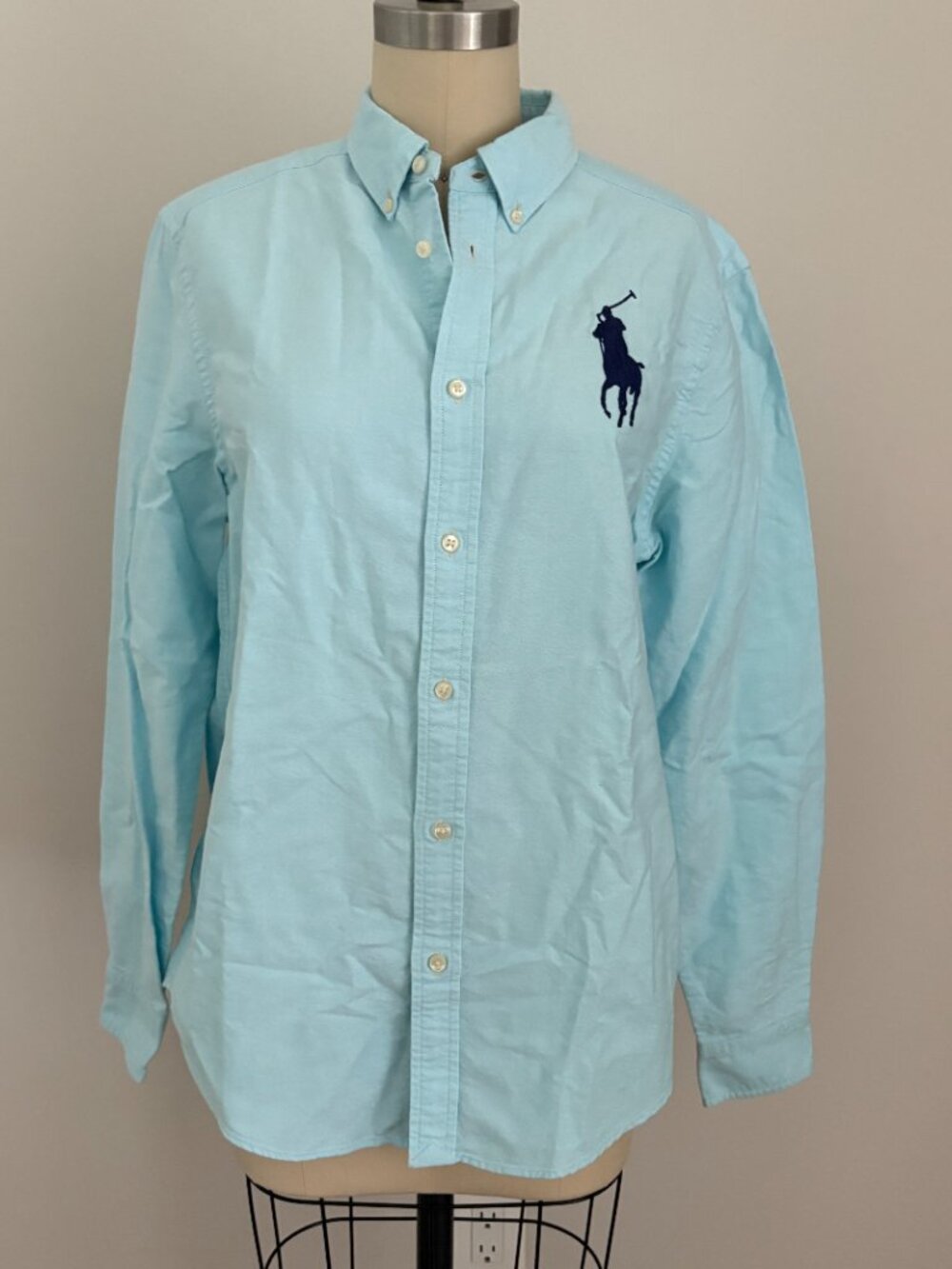 Polo Ralph Lauren Boys Blue Big Pony Oxford Button Down Shirt Preppy XL (18-20)